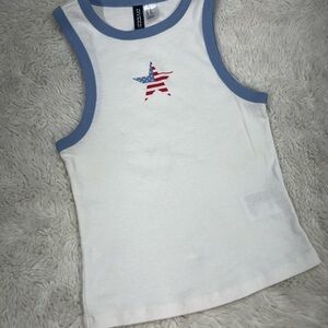 H&M Divided White Crop Tank Top Size XS  Sleeveless Top # 415